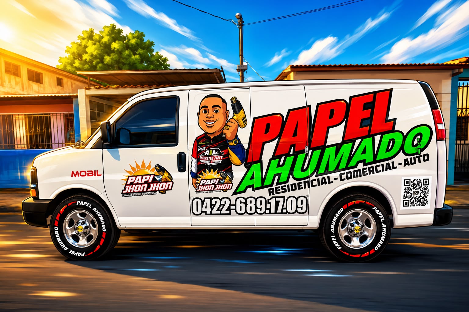 Camioneta oficial rotulada de servicio móvil de Papi Jhon Jhon en Barquisimeto